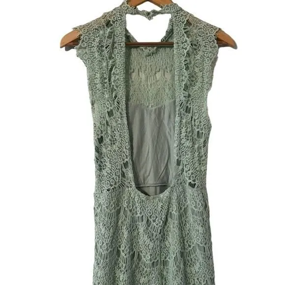 green emerald velvet dress NWT Free People Black/Blue 