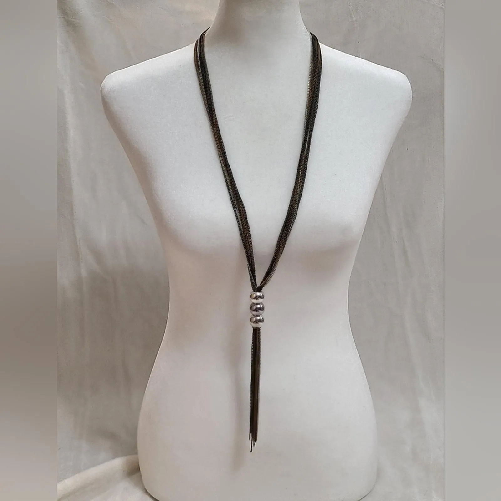 Product image for Multi Layer Multi Tone Lariat Tassel Necklace