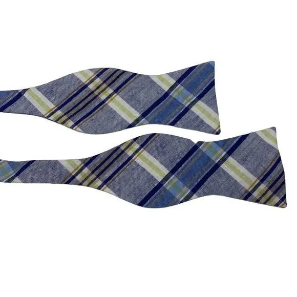 Product image for CREMIEUX Blue & Green Plaid Linen Bow Tie -‎ NWT