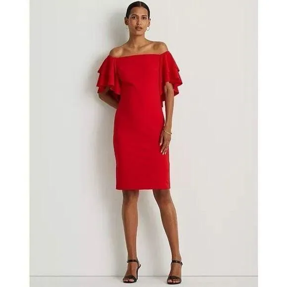 lauren ralph lauren crepe off-the-shoulder cocktail dress LAUREN RALPH LAUREN NWT RED Crepe Off-the-Shoulder Cocktail Dress 2 ·  Whatnot: Shop, Sell, Connect
