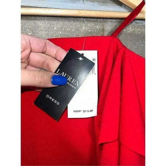 LAUREN RALPH LAUREN NWT RED Crepe Off-the-Shoulder Cocktail Dress 2   Whatnot: Shop, Sell, Connect