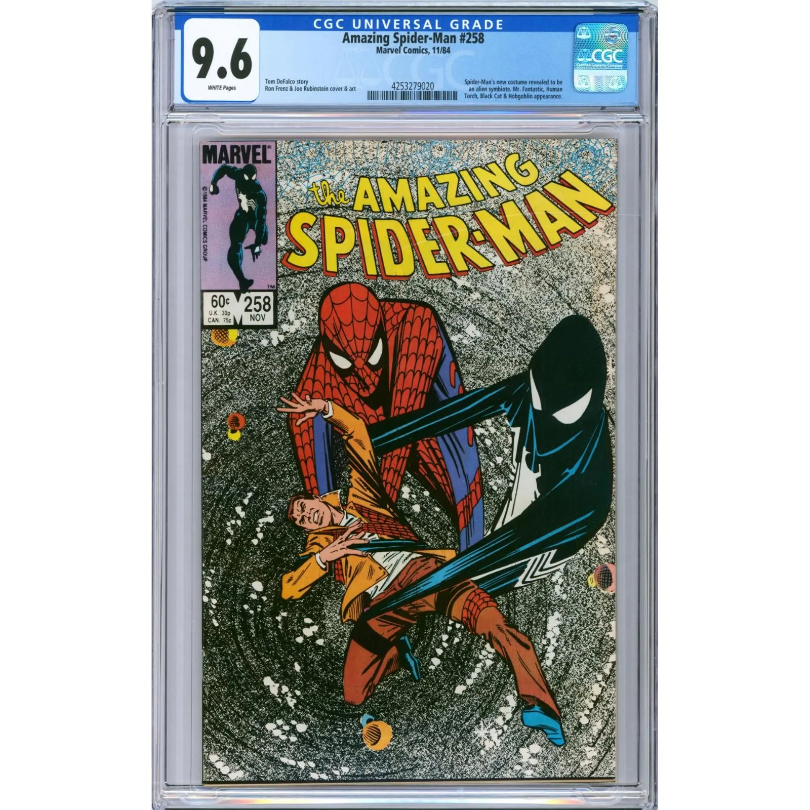 Product image for Amazing Spider-Man #258 1984 Marvel CGC 9.6 Spider-Man's new black symbiote suit