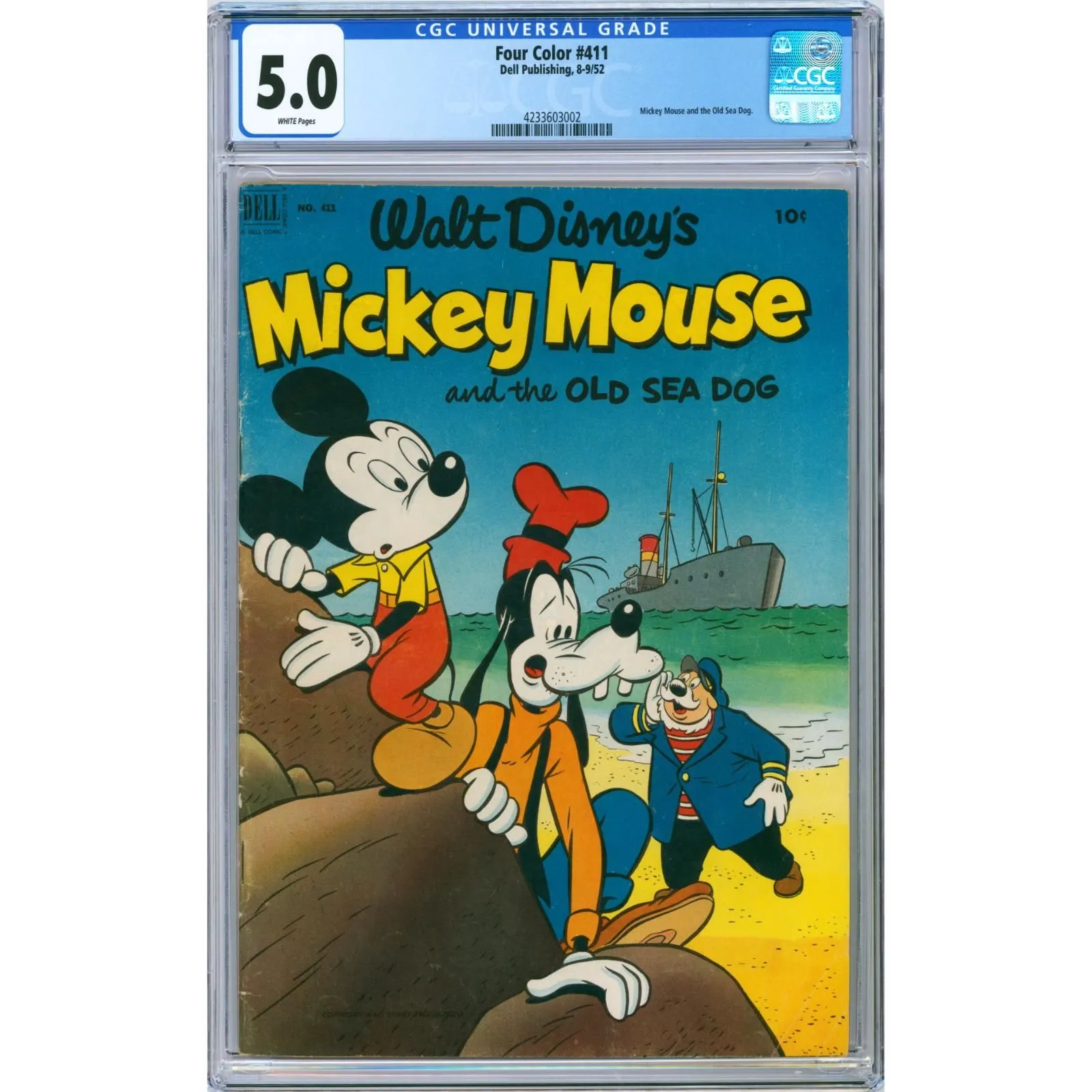 Product image for Four Color #411 1952 Dell CGC 5.0 Mickey Mouse and the Old Sea Dog Story