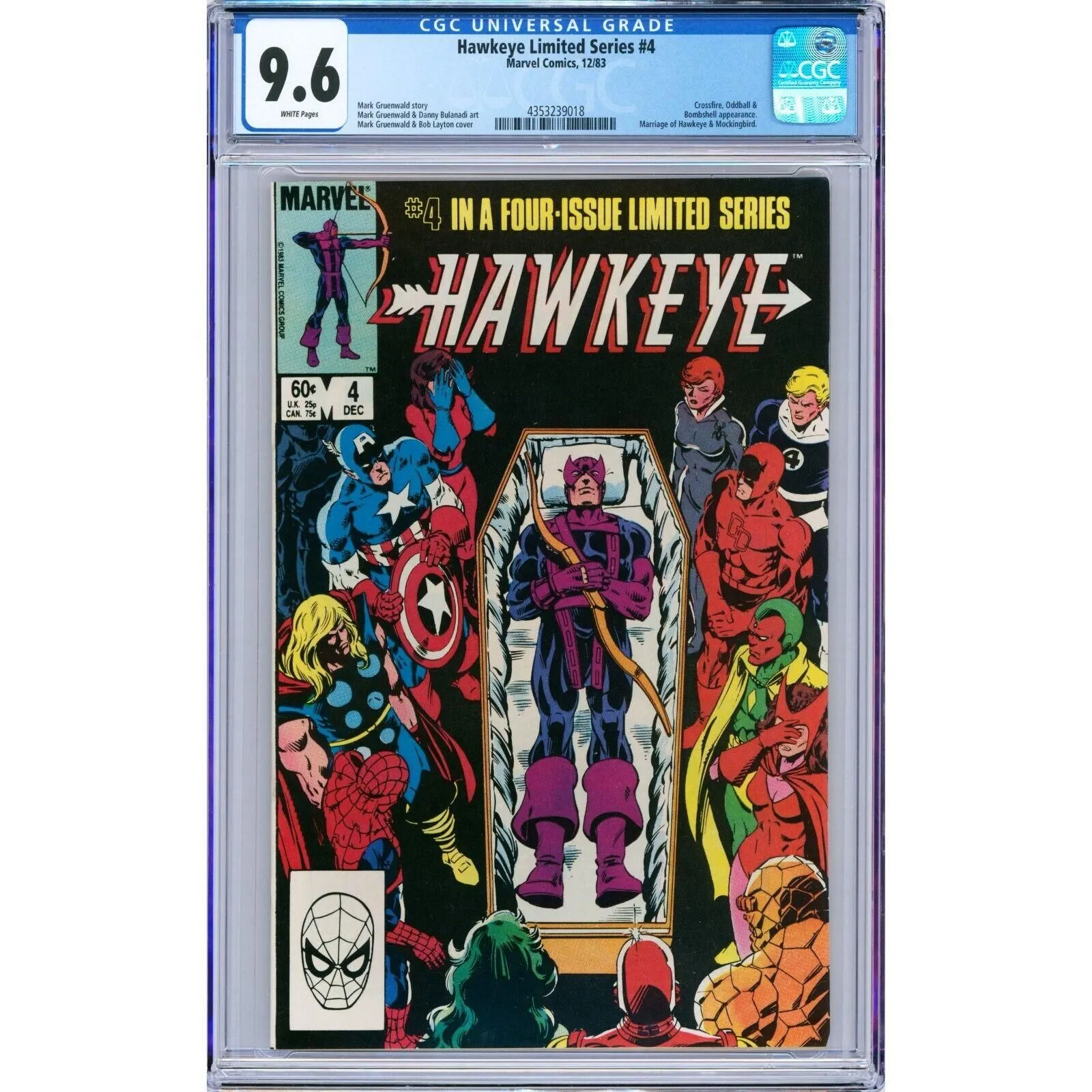 Product image for Hawkeye Limited Series #4 1983 Marvel CGC 9.6 Marriage of Hawkeye & Mockingbird