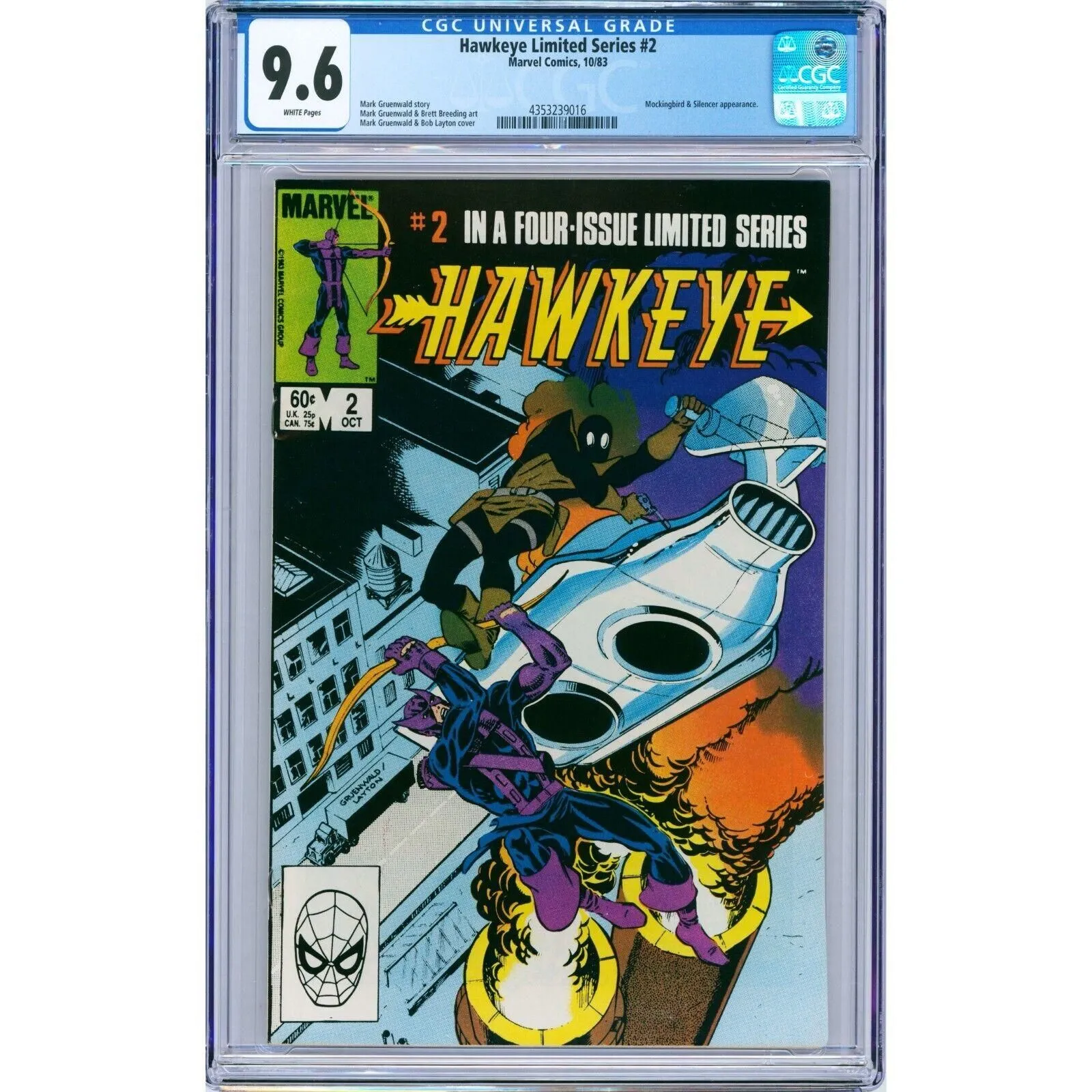 Product image for Hawkeye Limited Series #2 1983 Marvel CGC 9.6 Mockingbird & Silencer appearance