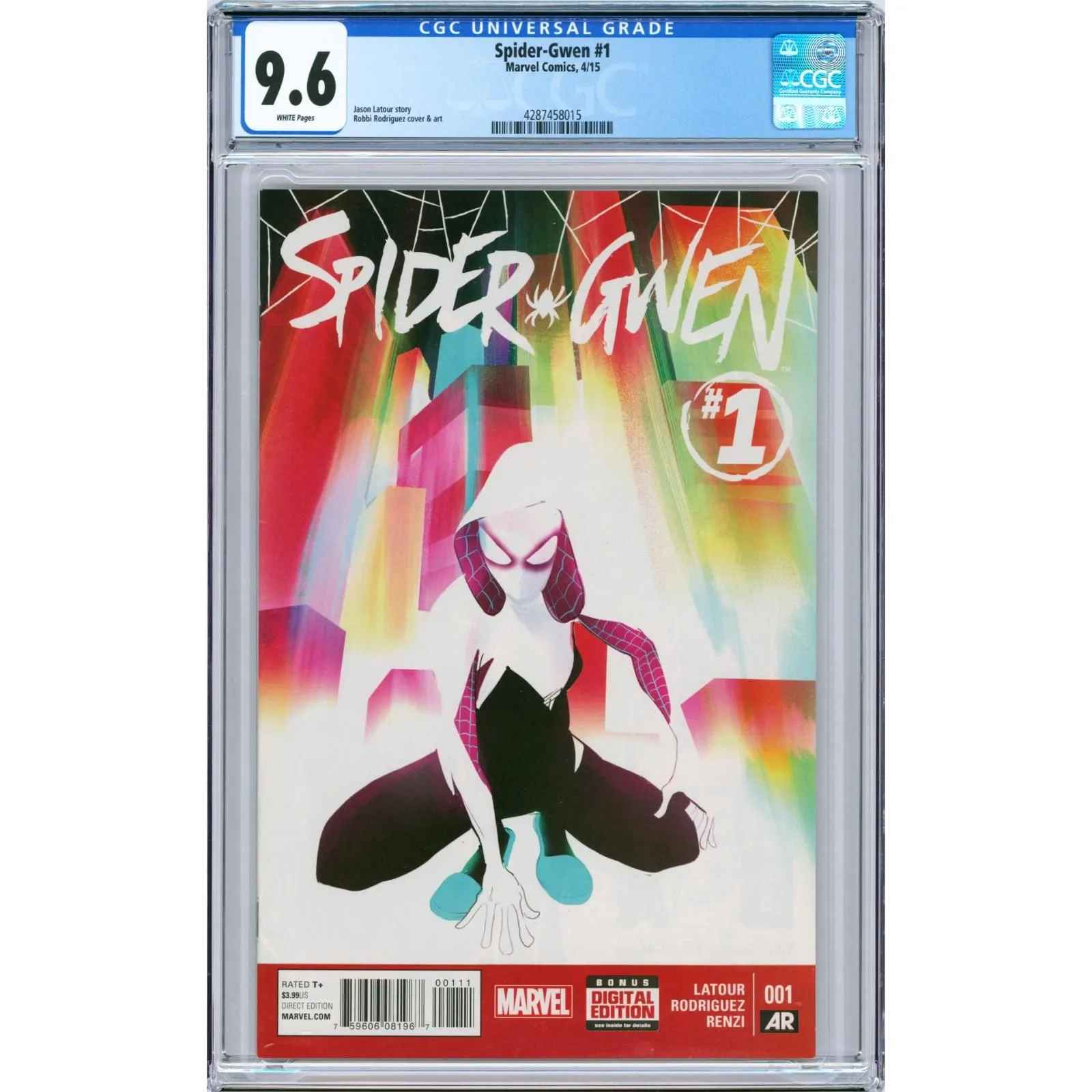 Product image for Spider-Gwen #1 2015 Marvel CGC 9.6 "Premiere issue" 1st app. Bodega Bandi