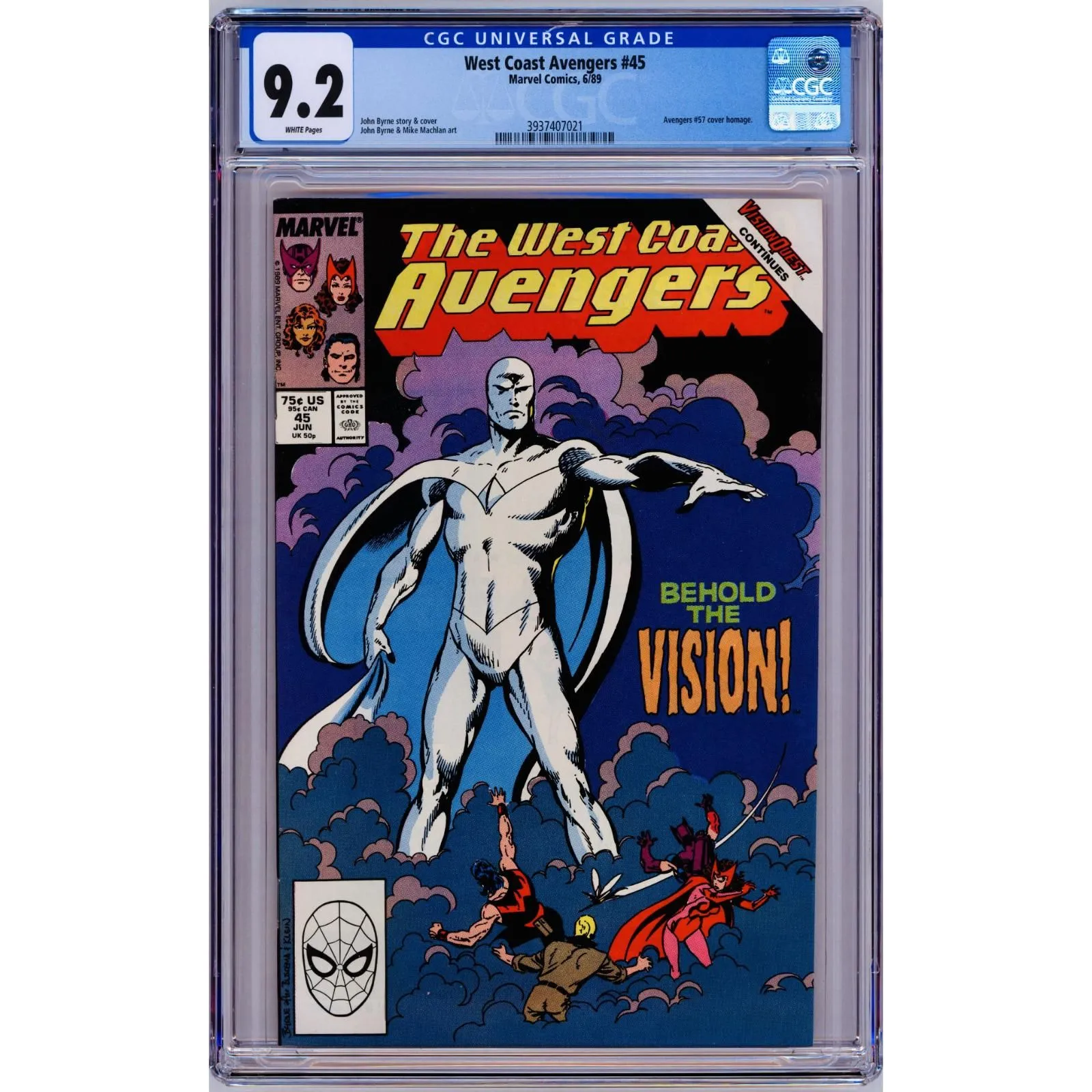 Product image for West Coast Avengers #45 1989 Marvel CGC 9.2 1st White Vision, Mrs. Hunter