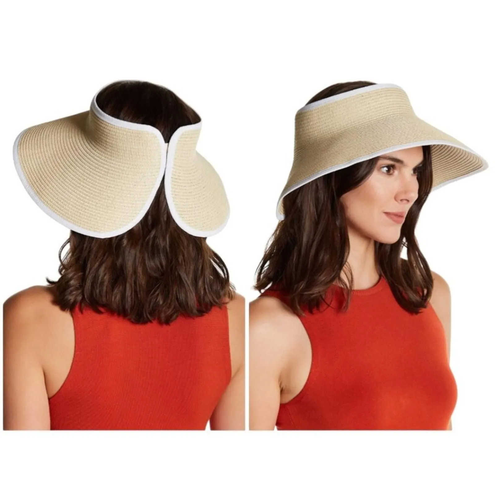 Product image for Nordstrom Roll-Up Straw Visor Natural White One Size NWOT