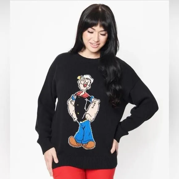 Product image for Unique Vintage Popeye The Sailor Man Knit Sweater, NWOT, Size XL/1X