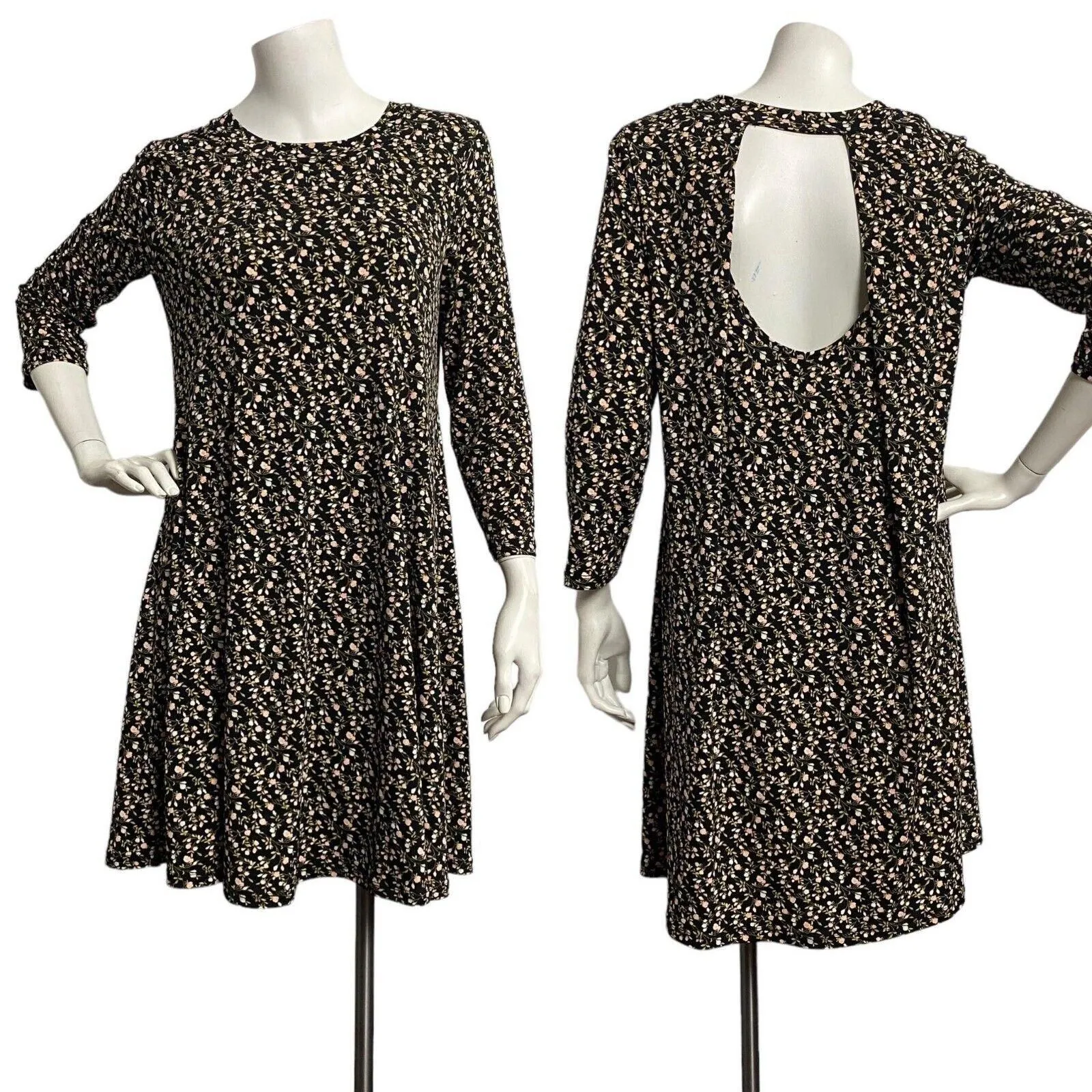 Product image for BCBGeneration Womens Medium Dress 3/4 Sleeve Print Peep Hole Back Long Sleeve