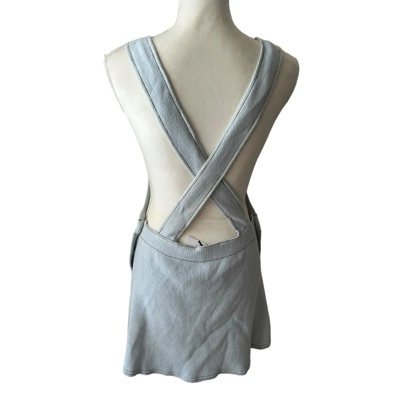 NWT Zara Baby Blue Contrast Stitch Knit Overall Skirt Dress - S  Whatnot:  Shop, Sell, Connect