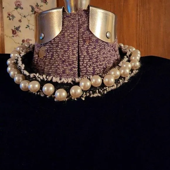 Betsey Johnson Black Velvet Dress W/Faux Pearl Collar Ruffle Hem & Sleeve  Cuffs  Whatnot: Shop, Sell, Connect