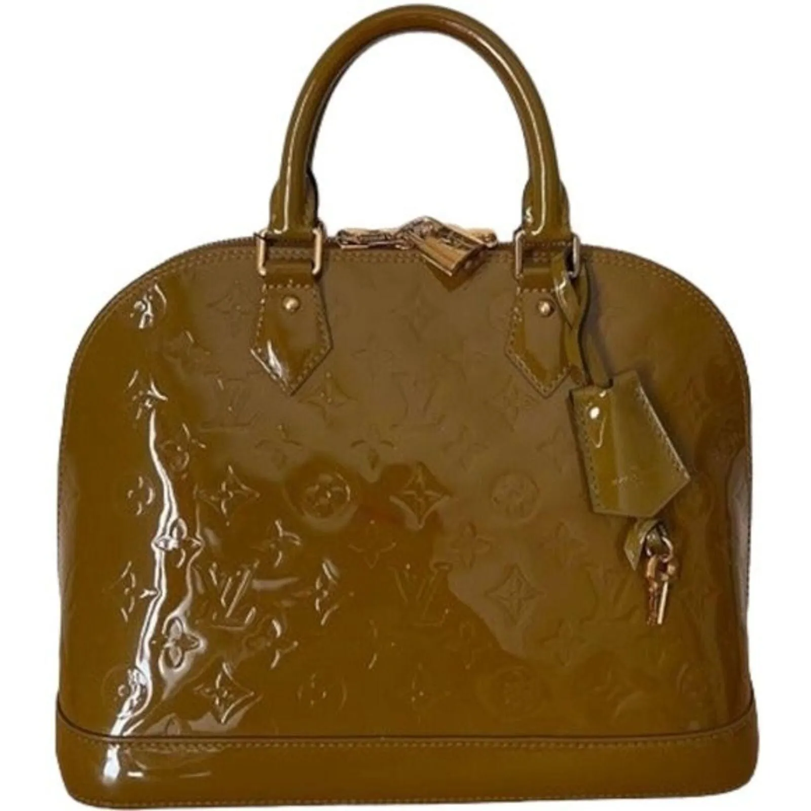 Product image for LOUIS VUITTON Patent Leather Monogram Vernis Alma PM, w/ Serial number: MI4142