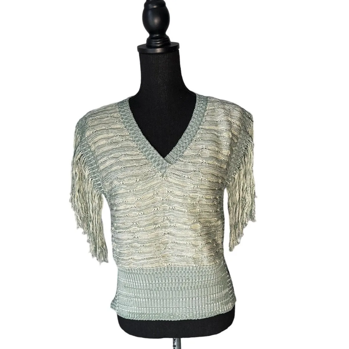 Product image for Saya Green and Cream Pima Cotton Lara Vest Sz S/M