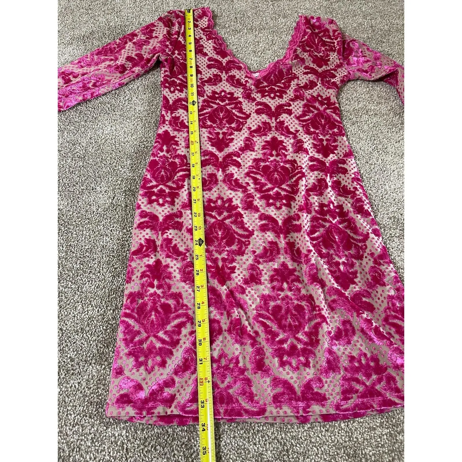 NWOT Free People Intimately Body Con Dress Fair Maiden Pink Velvet Damask M   Whatnot: Shop, Sell, Connect