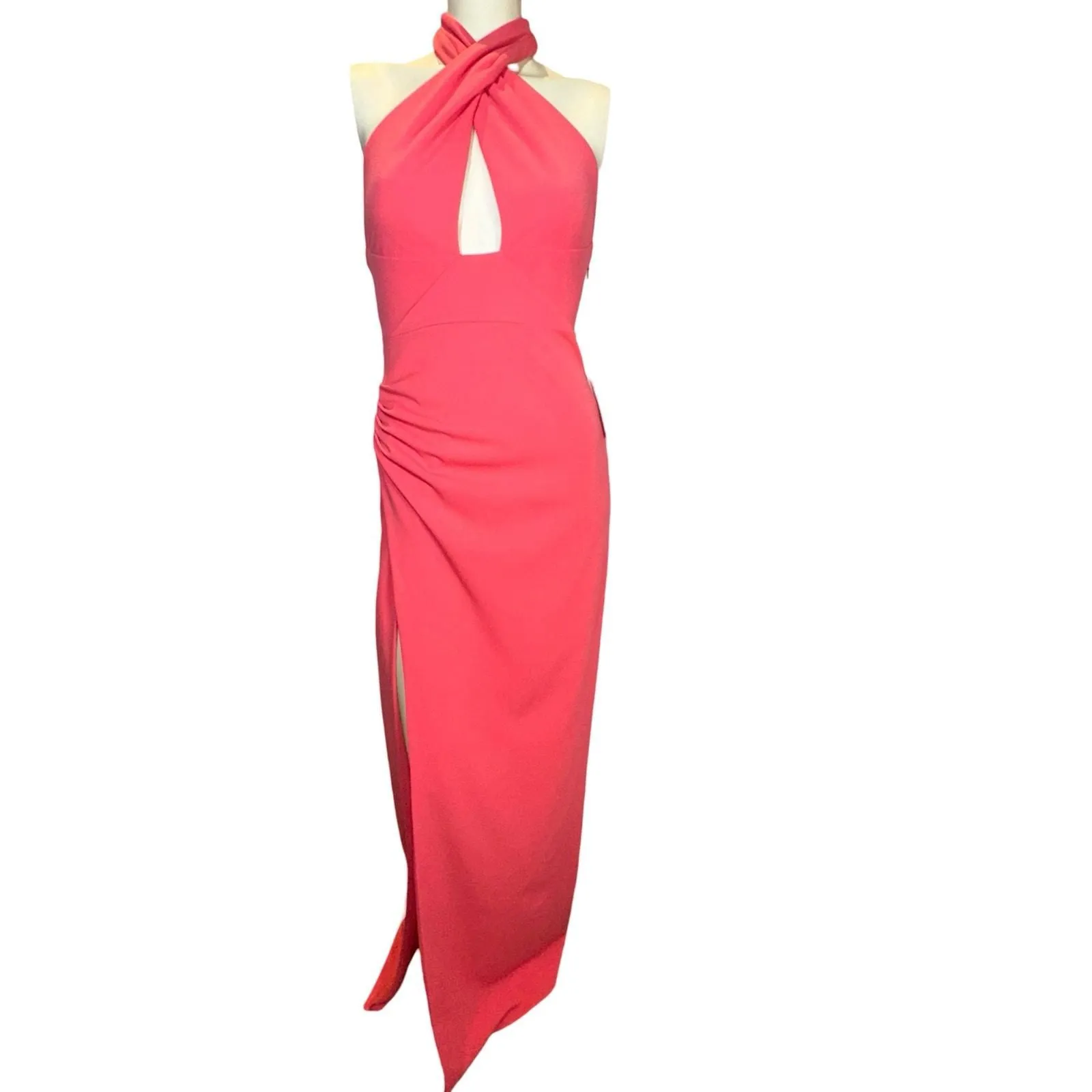 halter floor length dress Adele Halter Maxi Dress, in Ivory Luxe Satin, Size: Large | Show Me Your Mumu main image 0