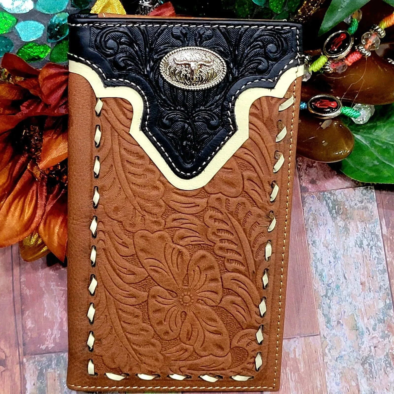 Slim Bifold PU Leather Wallet For Men - Long Checkbook Style, Coffee Color, Card Organizer
