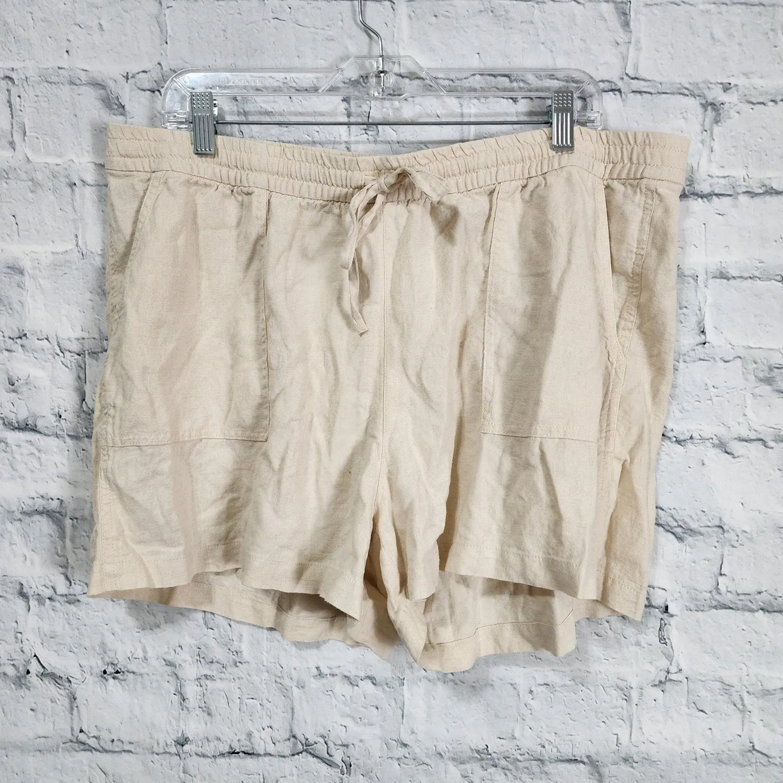 Product image for J Crew Shorts Sz XL neutral beige pockets linen blend A5