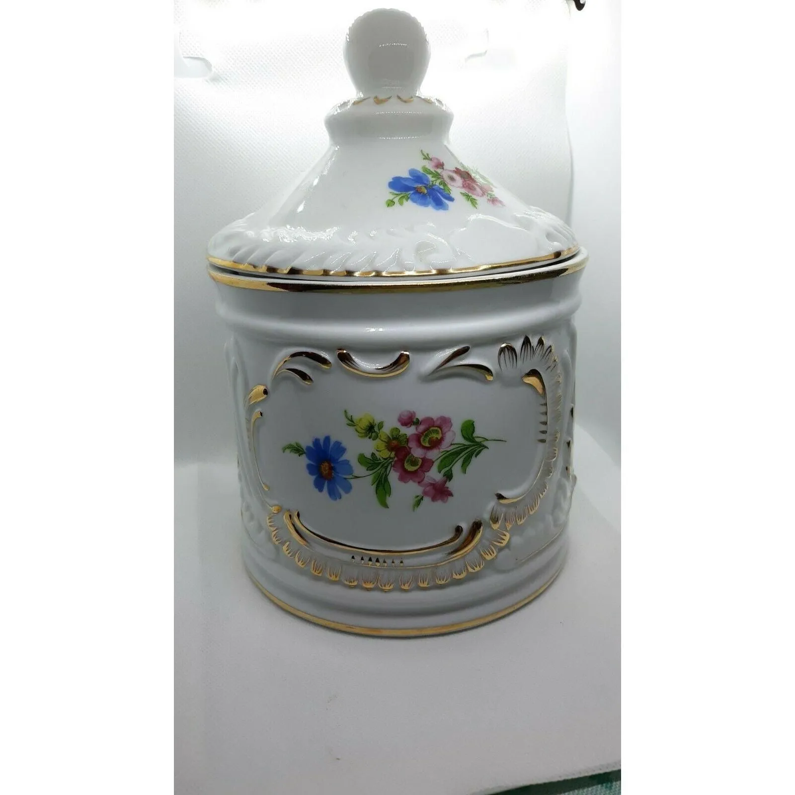 Product image for Vintage Porcelain Royal Danube Bisquit Jar with Gold Trim 