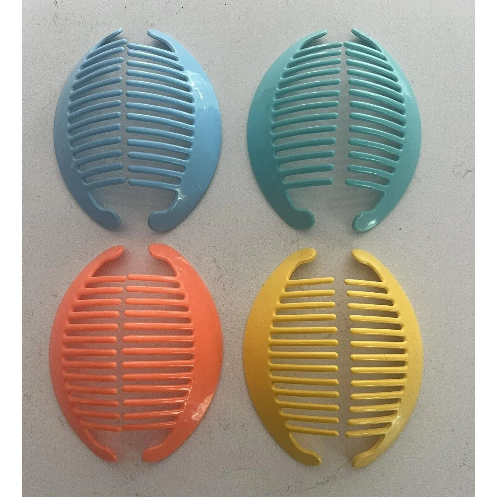 Product image for VTG 1980’s Goody Hair Clincher Clip Banana Combs Ponytail Orange Ribbed