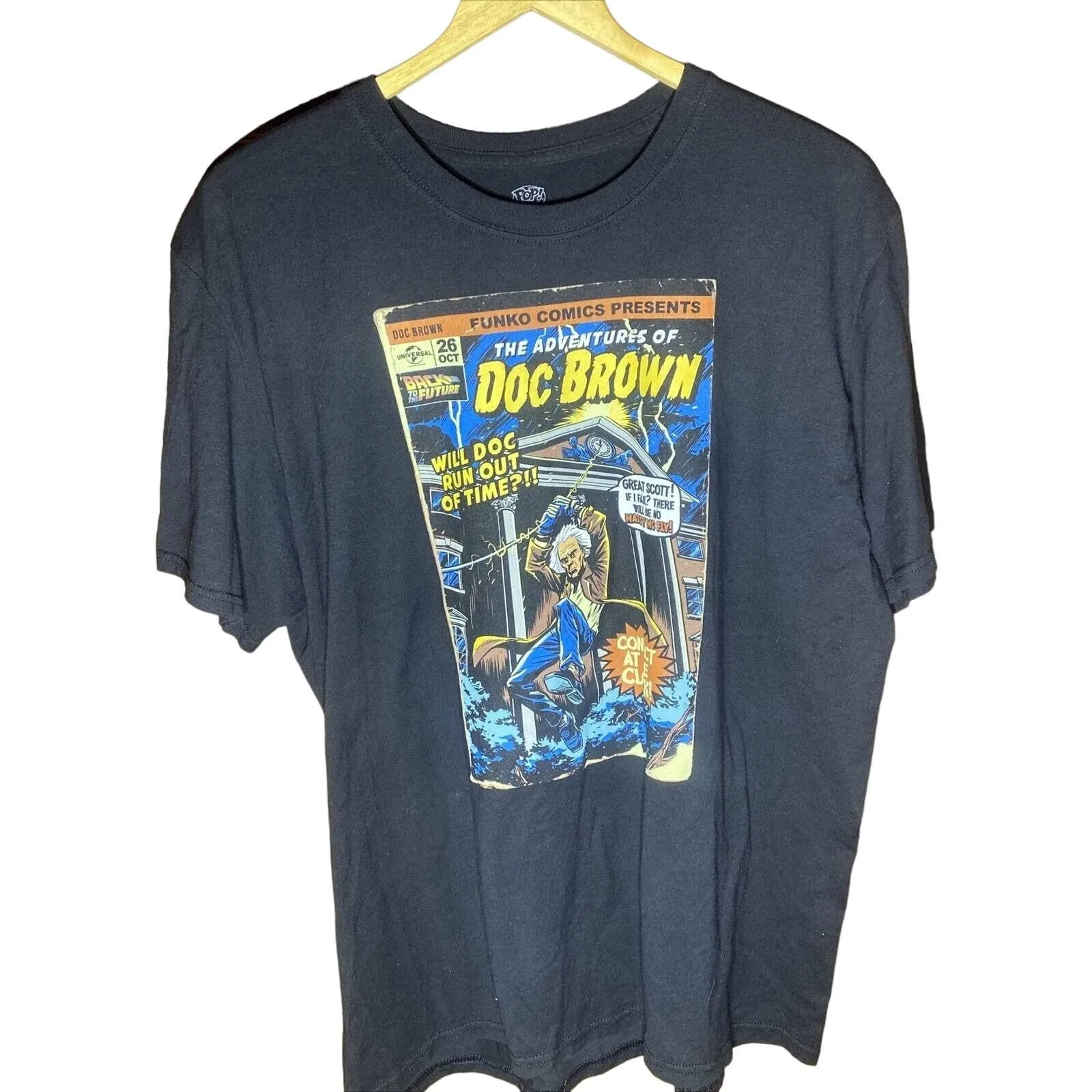 Product image for Back to the Future Funko Pop Doc Brown Comic Book Graphic T-Shirt Size Men's XL