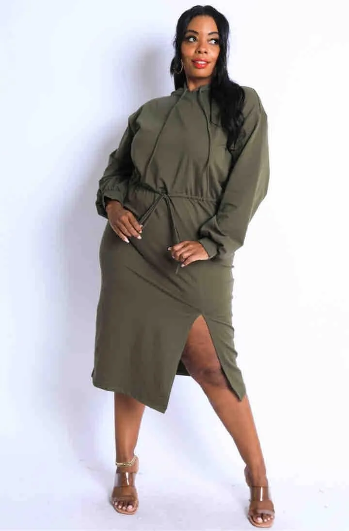 Product image for Side Slit Hooded Sweatshirt Dress