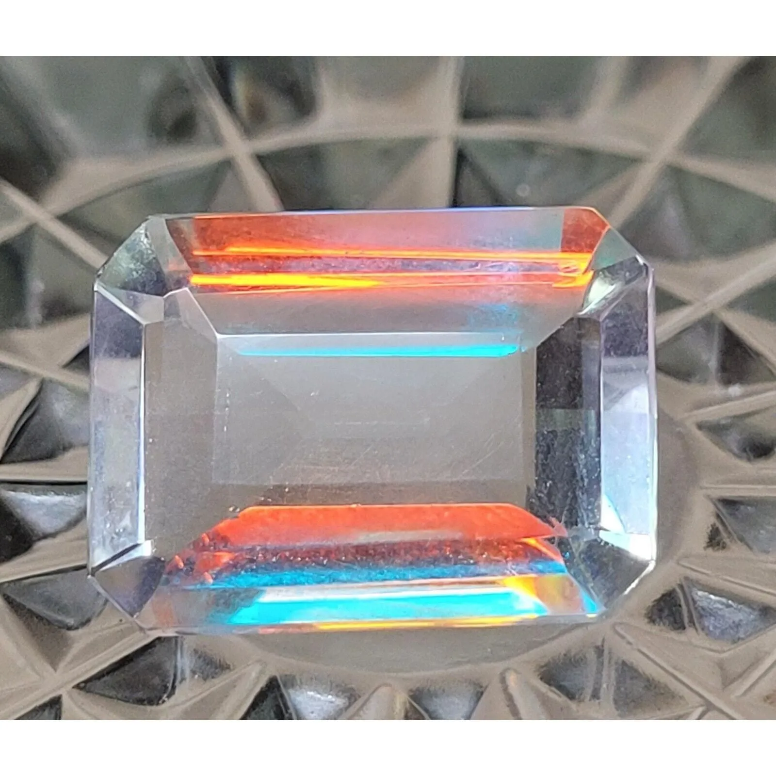 Product image for Rare 11.80 CT Loose Brazil Mystic Topaz-like Excellent Emerald Cut 20x15x7mm Gemstone 