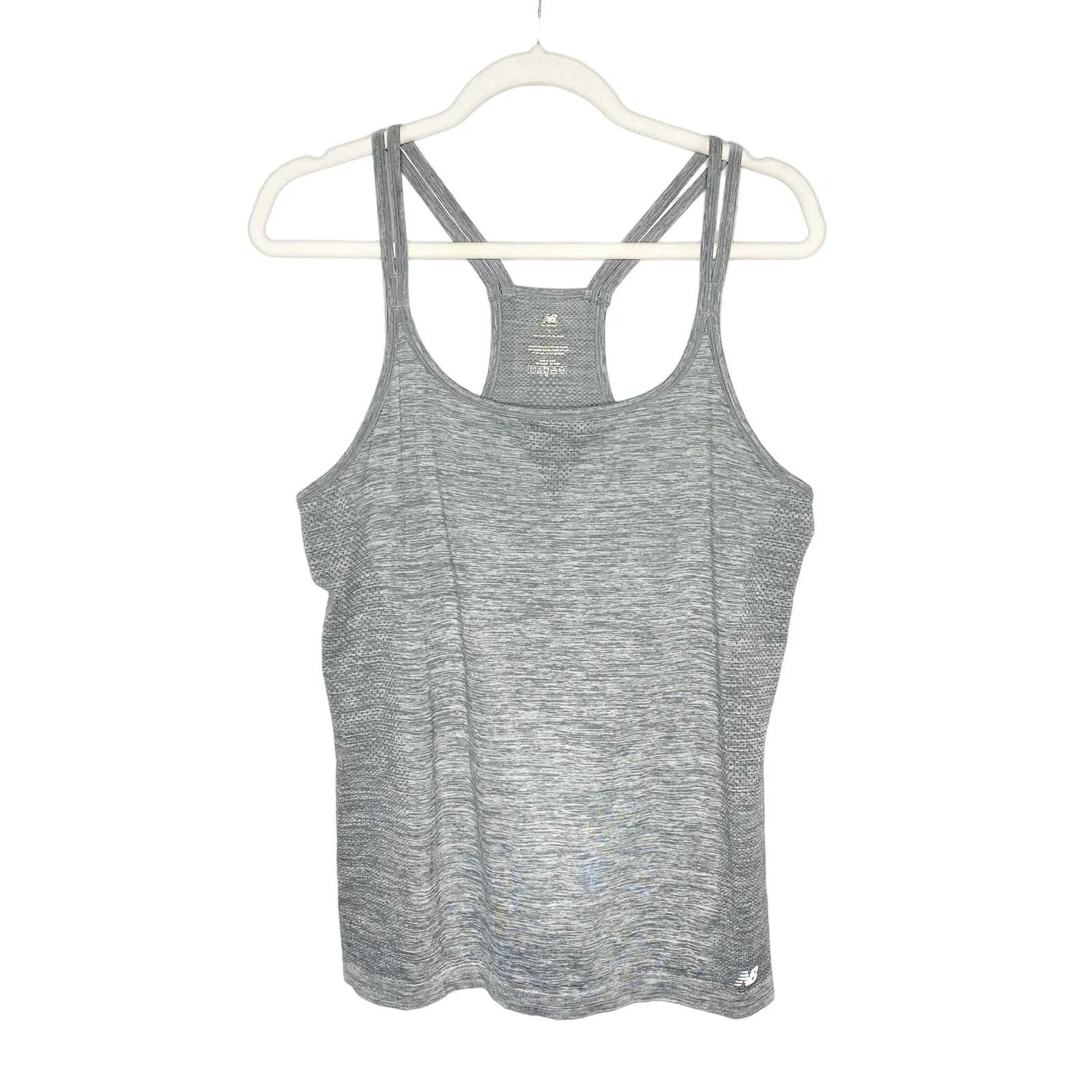 Product image for New Balance Racerback Tank Top Large Sleeveless Athletic Gray Silver Workout
