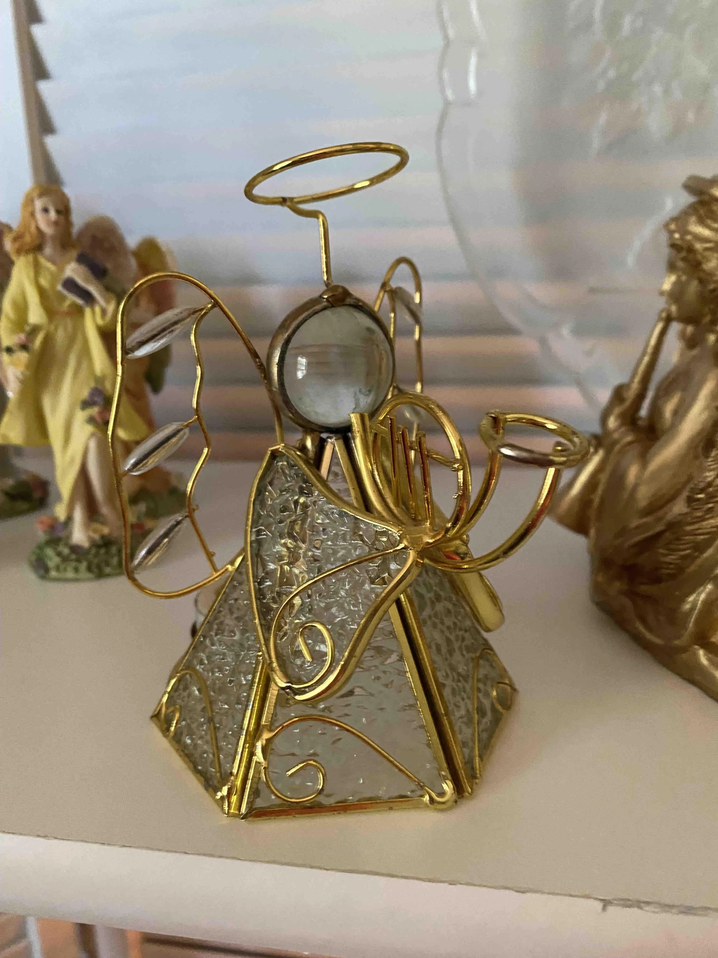 Product image for Golden glass vintage beautiful votive candle holder angel￼
