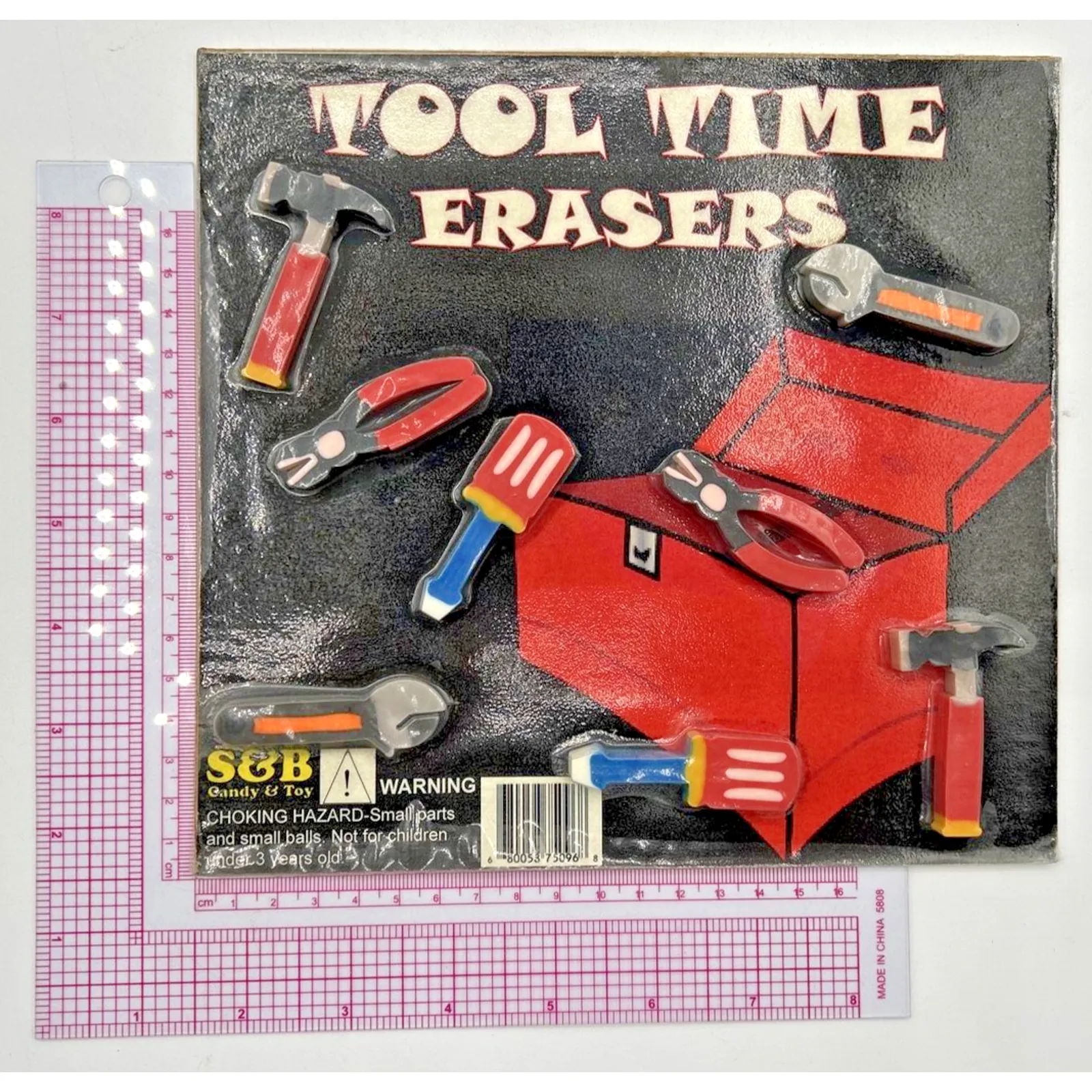 Product image for Vintage Vending Display Board Tool TIme Erasers 0217