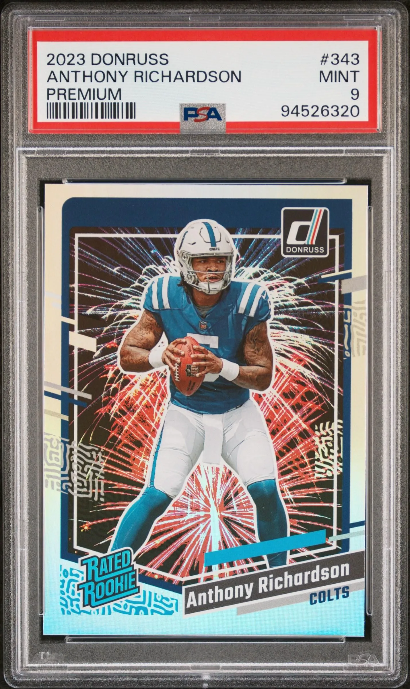 Product image for 2023 Panini Donruss Anthony Richardson Rated Rookie Premium PSA 9