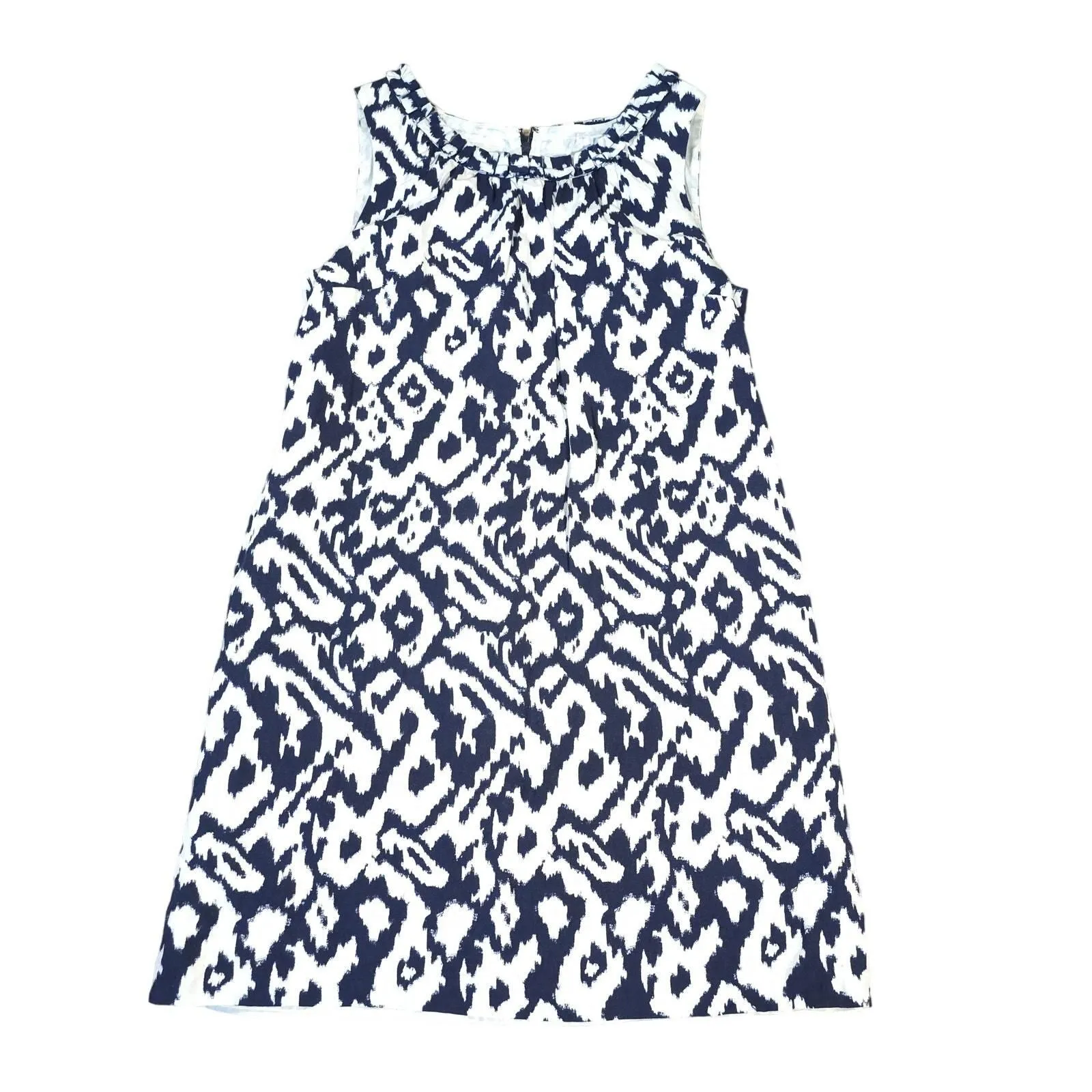 Ann Taylor Loft Abstract Blue White Sheath Dress Women Size 12 Linen Rayon   Whatnot: Shop, Sell, Connect