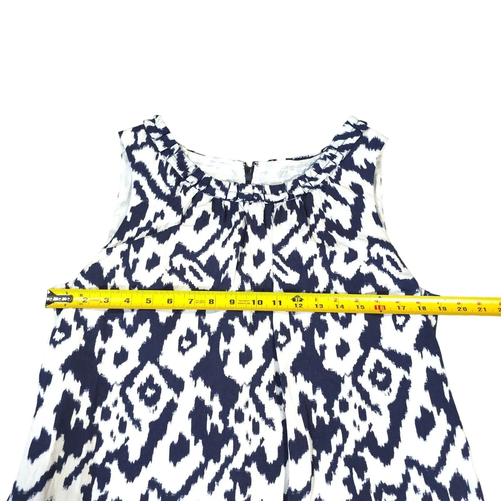 Ann Taylor Loft Abstract Blue White Sheath Dress Women Size 12 Linen Rayon   Whatnot: Shop, Sell, Connect