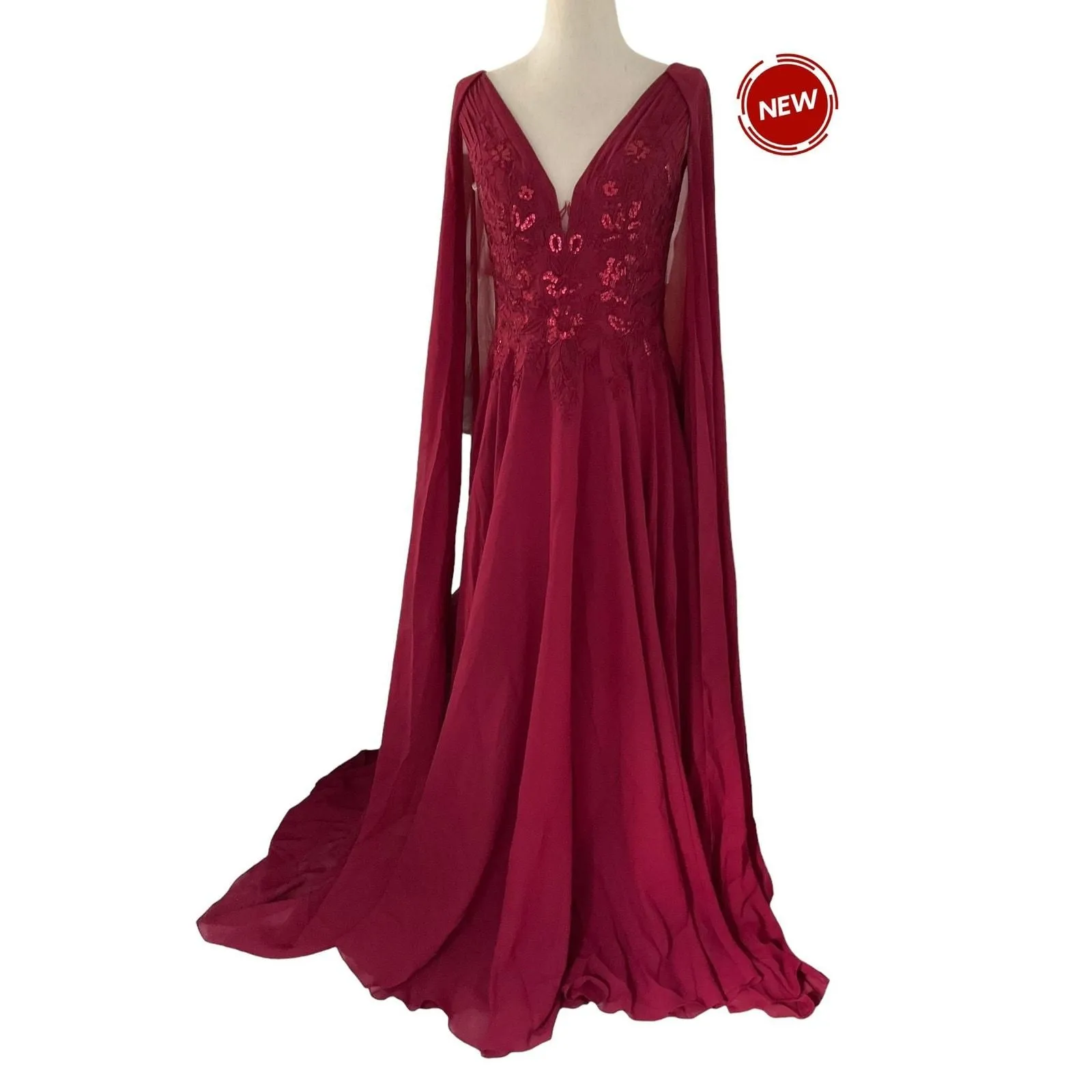 JJ House Burgundy Formal Long Dress Party Dress Women's Size 2 NWOT | 49-27   Whatnot: Shop, Sell, Connect