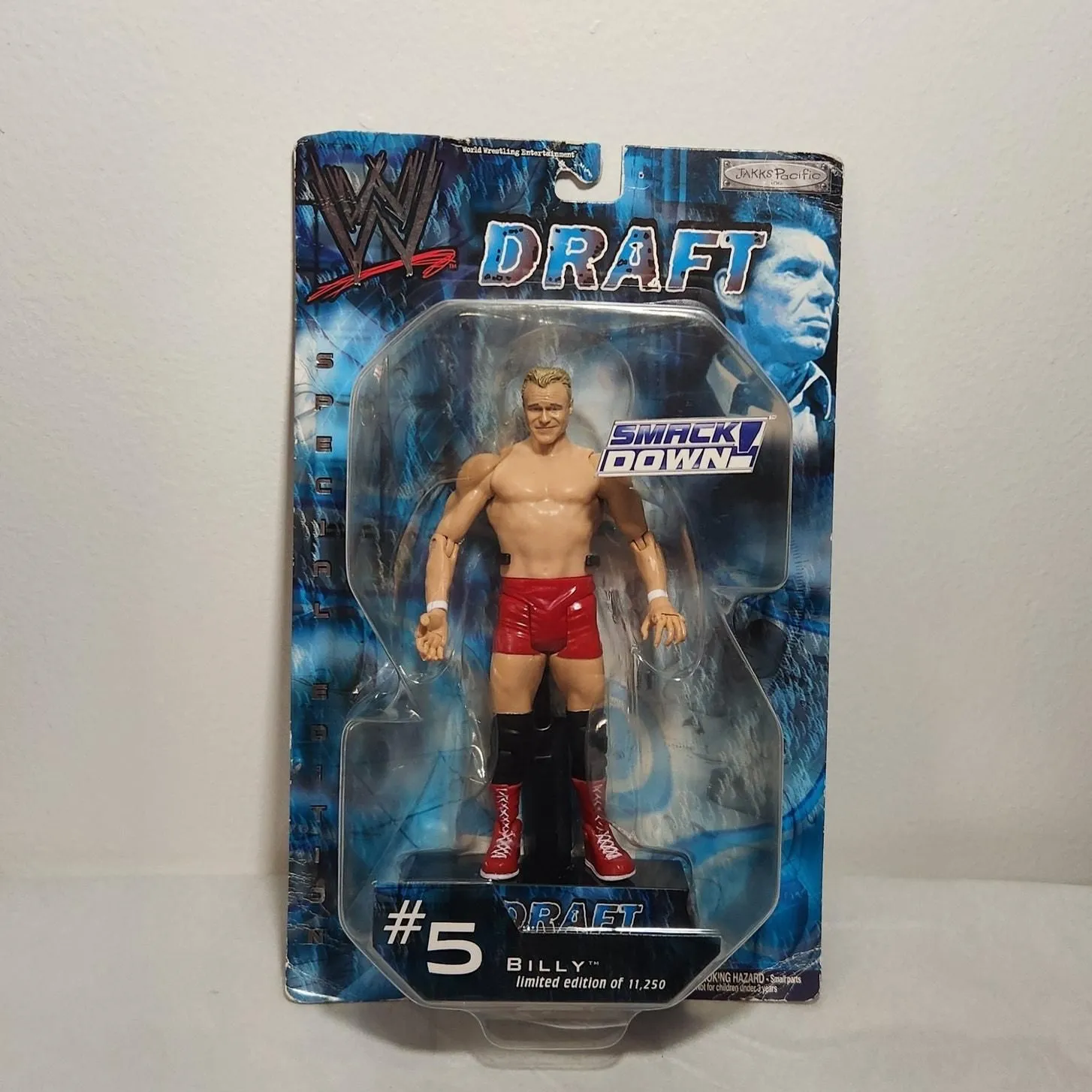 Product image for WWE Draft #5 Billy Limited Ed. Of 11,250 Wrestling Figure (Jakks, 2002) Sealed
