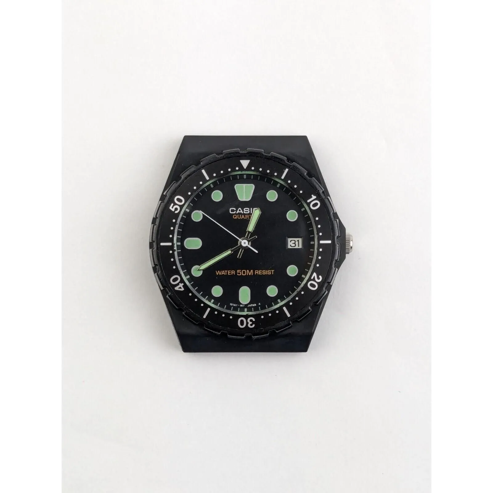 Rare Vtg 80s Casio MQ-50W Quartz Analog Diver Watch Module 338 