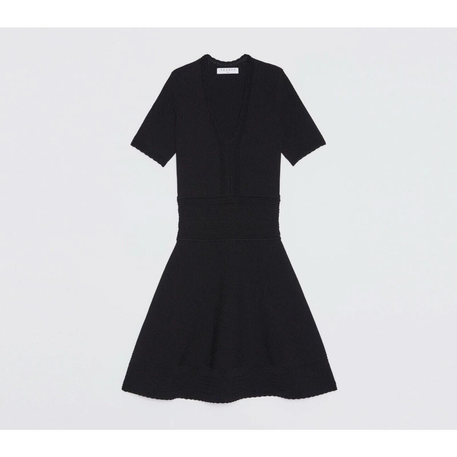 Sandro PARIS Elasticated knit dress textured Knitted Skater size 36 2 4 6   Whatnot: Shop, Sell, Connect