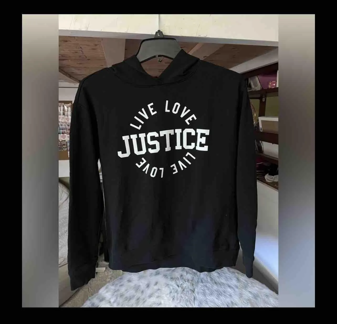 Product image for Justice Girls Black “Live Love” Hoodie Size 16 NWOT