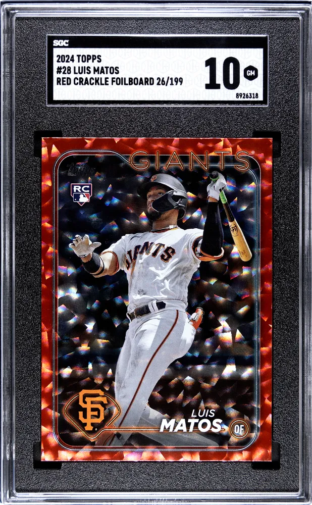 Product image for 2024 Topps Luis Matos Red Crackle Foilboard #28 SGC 10 - 2024 - Baseball - 28 - Topps - Luis Matos - 2024 Topps - 1 - 0 - Red Crackle Foilboard - Yes