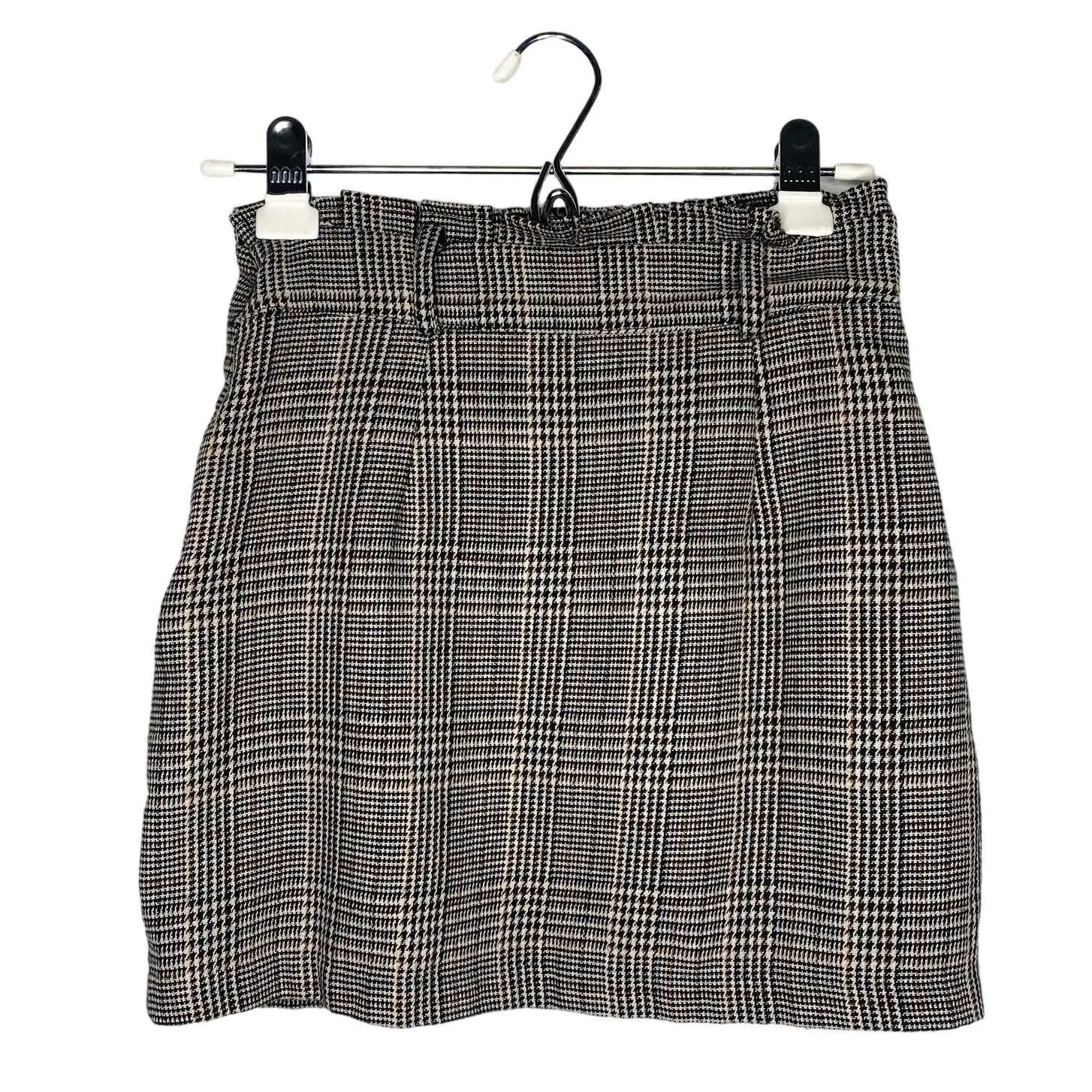 Product image for Forever 21 Plaid Stripe Ruffle Mini Skirt Small Cream Black Women's Academia