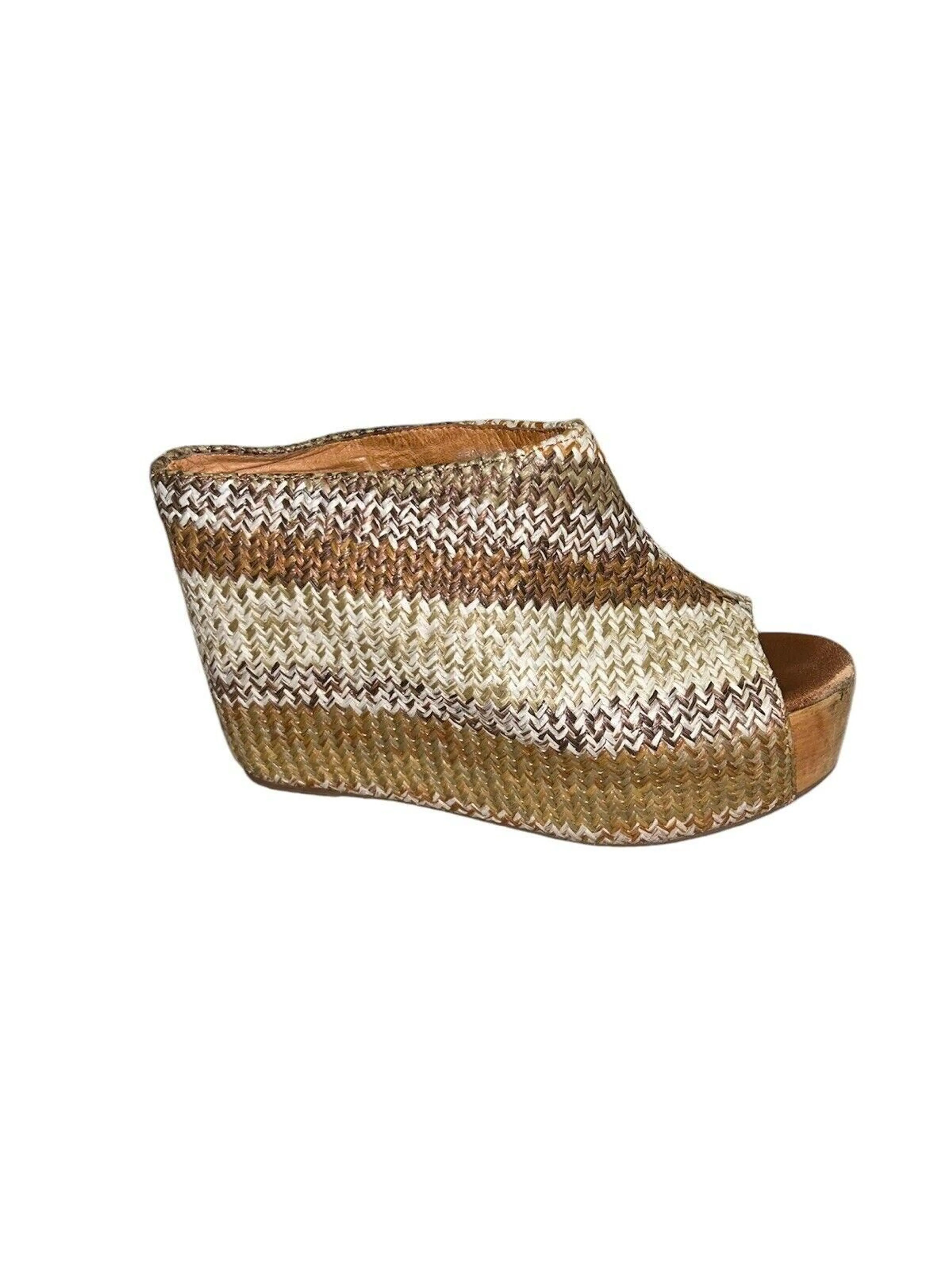 Product image for Jeffrey Campbell Virgo Peep Toe Wedge Platform Earthy Sandal Size 8M