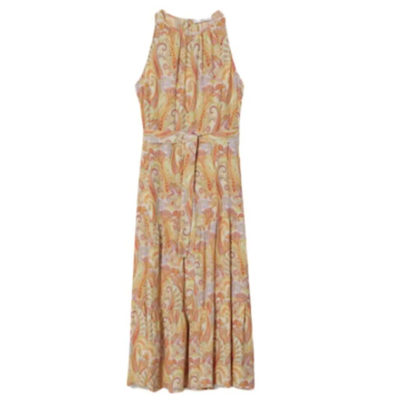 Mango Flowy Paisley Sleeveless Belt Tie Long Dress 16 NWT  Whatnot: Shop,  Sell, Connect