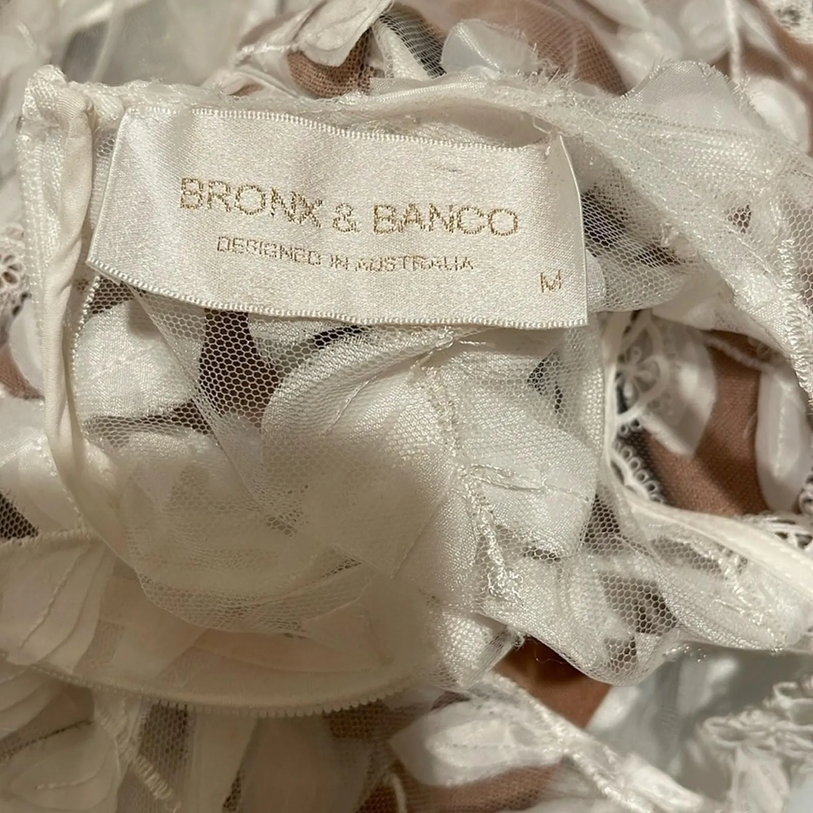 Bronx and Banco White Saba Blanc Floral Tulle Lace Midi Dress Size Medium   Whatnot: Shop, Sell, Connect