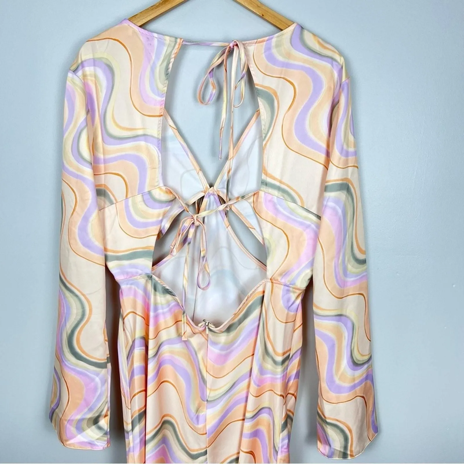 topshop pastel dress NWT Topshop Retro Satin Cutout Midi Dress in Marble Pastel Size 14 US   Whatnot: Shop, Sell, Connect