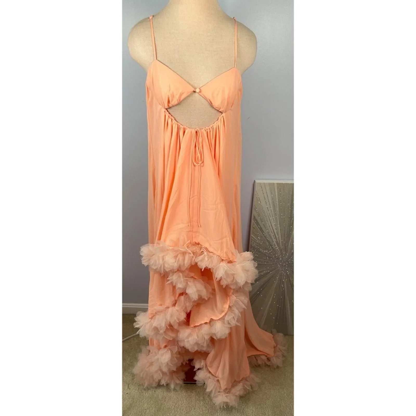 open lace back dress For Love & Lemons Organza Floral Maxi Dress