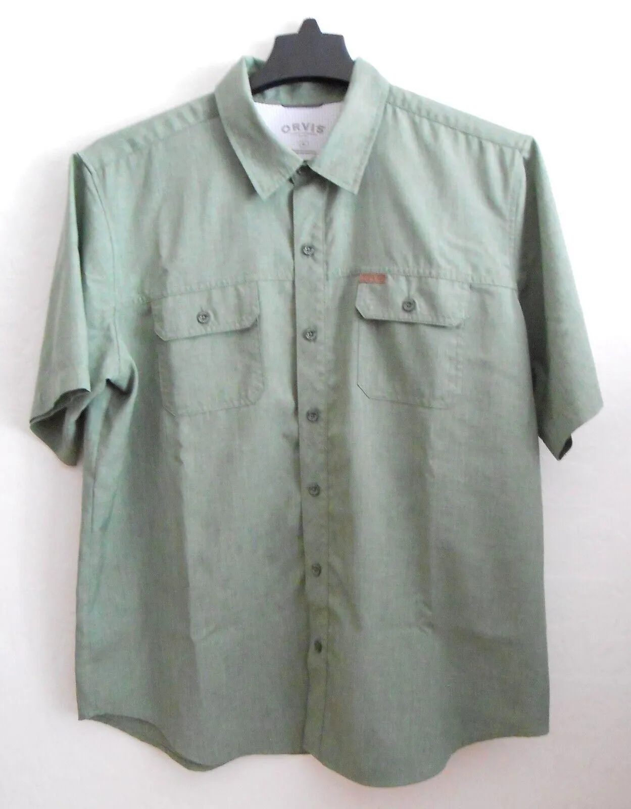 Product image for Orvis Classic Collection Men's XL Green Lightweight Button Up Short Sleeve Shirt