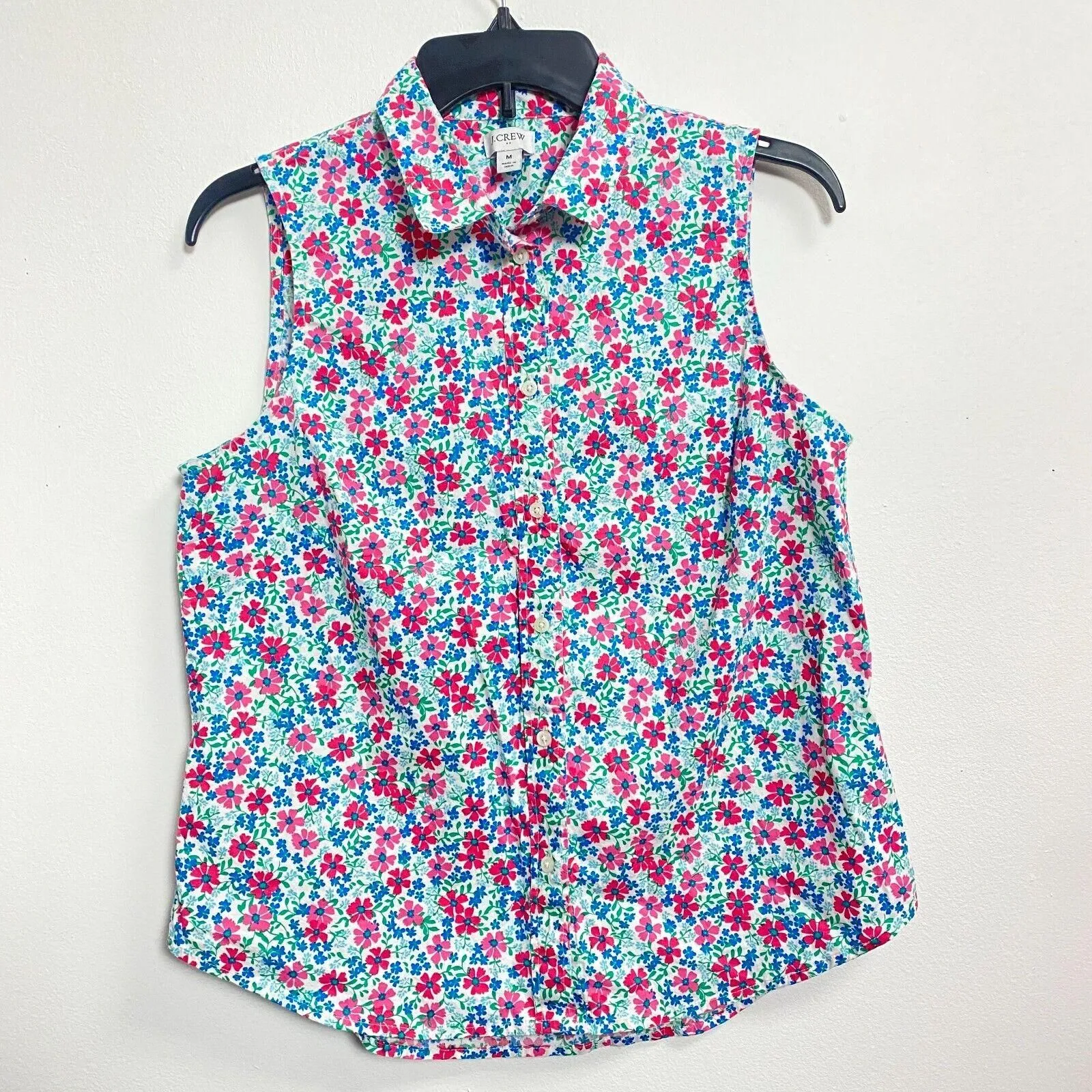 Crew Factory Med Women Button Front Shirt Floral Ditzy