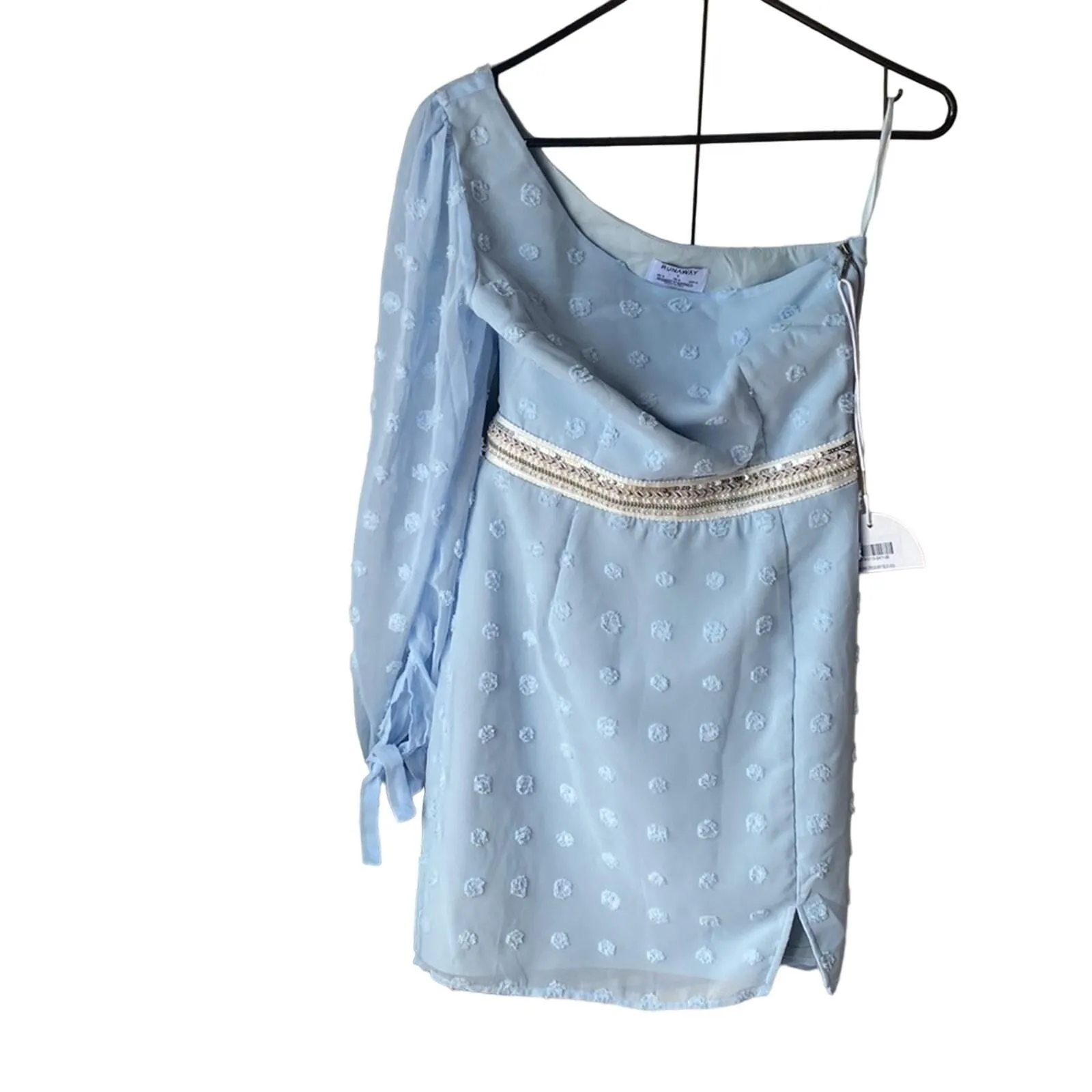 knee length dresses for ladies RUNAWAY THE LABEL - Jade Mini Dress in Blue