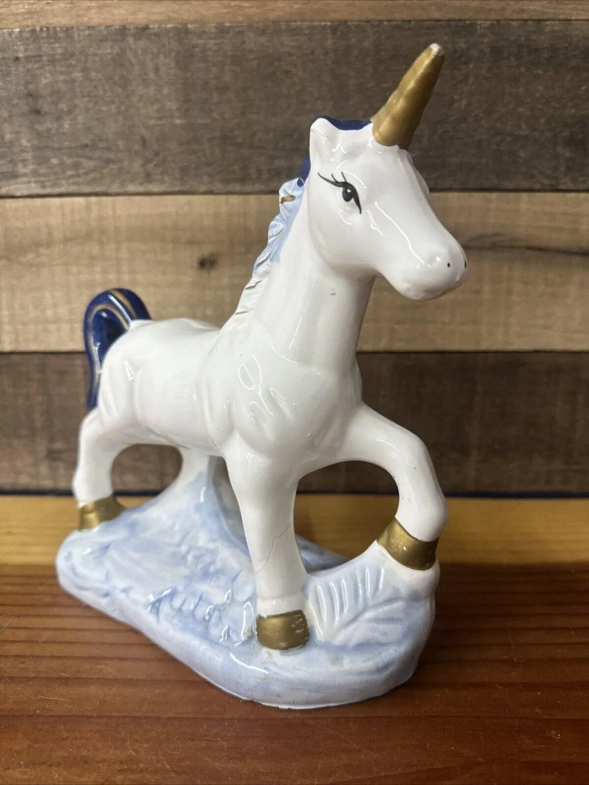 Product image for Ceramic Blue Unicorn 8.5” Tall