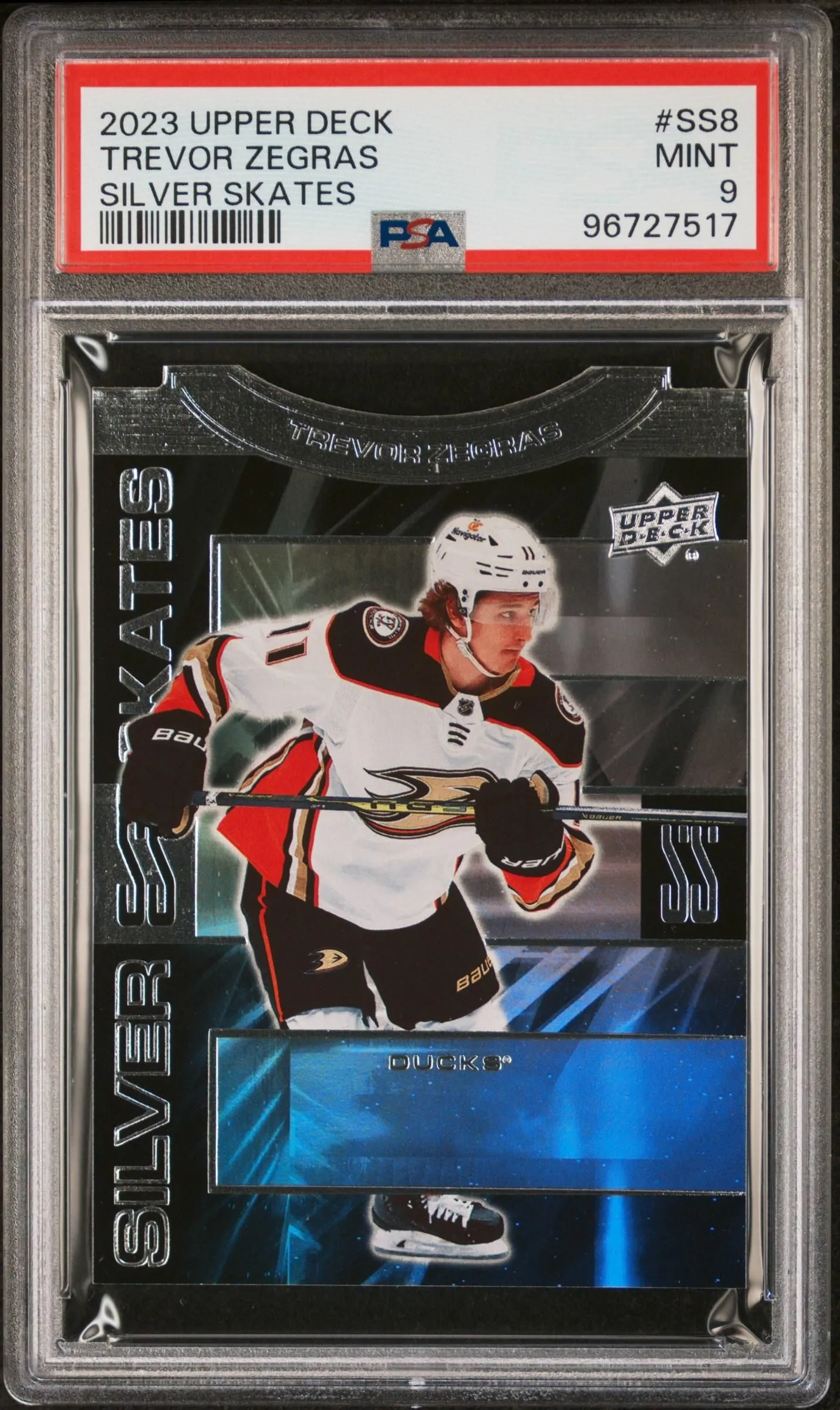 Product image for 2023 Upper Deck Extended Series Silver Skates Trevor Zegras Silver Skates PSA 9